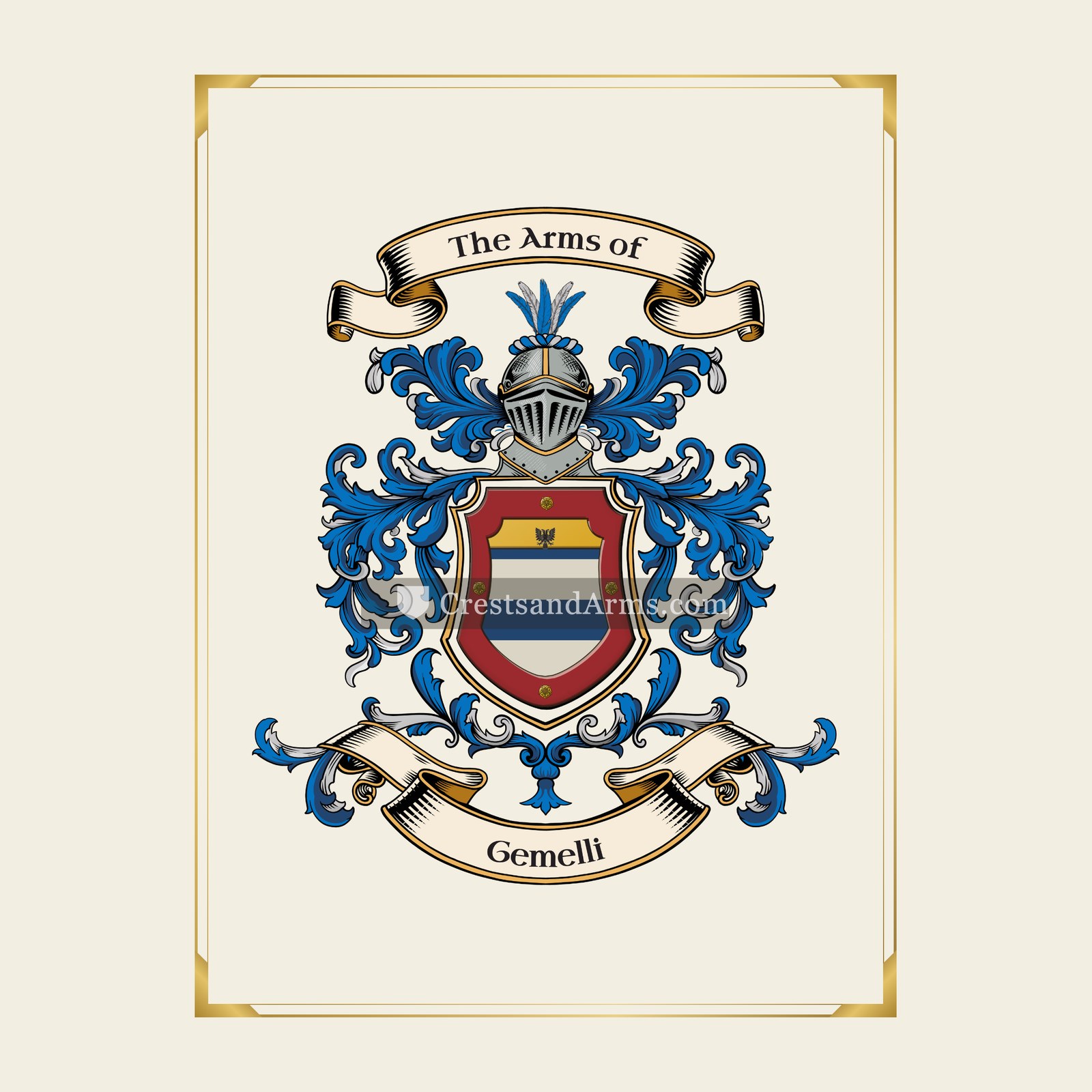 With gold border