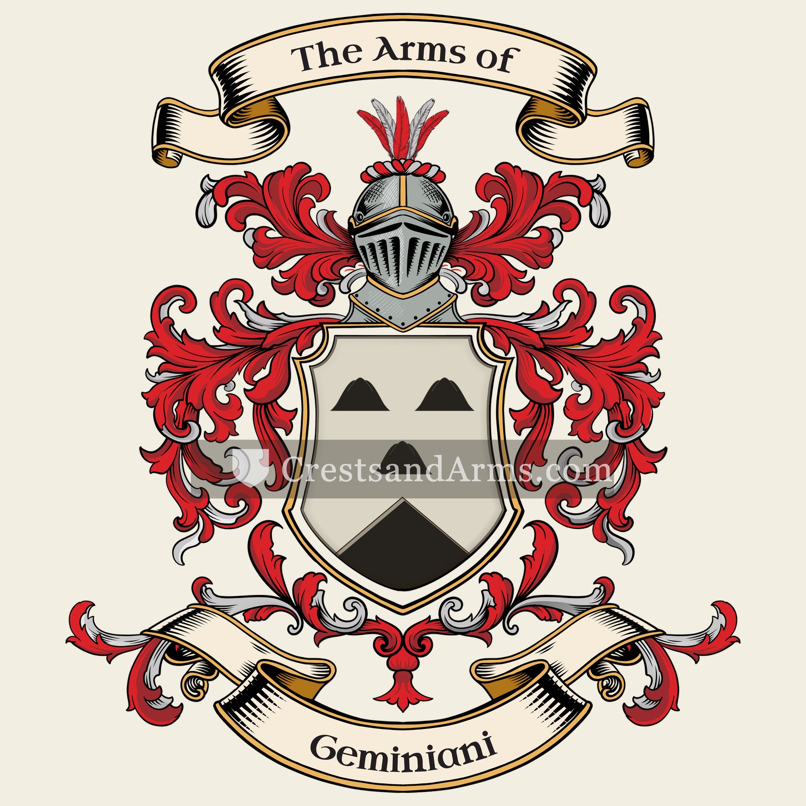 The Geminiani coat of arms, drawn from the recorded blazon