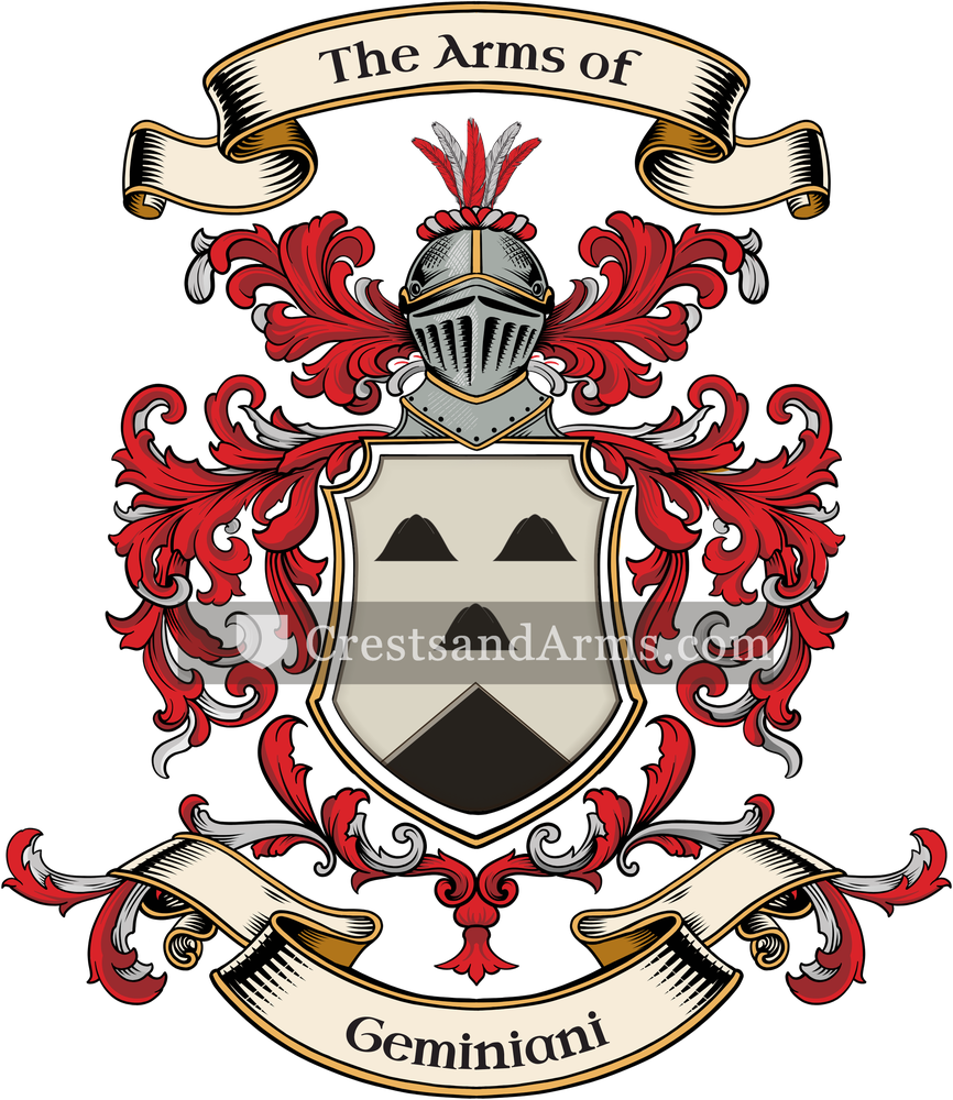 The Geminiani coat of arms, drawn from the recorded blazon