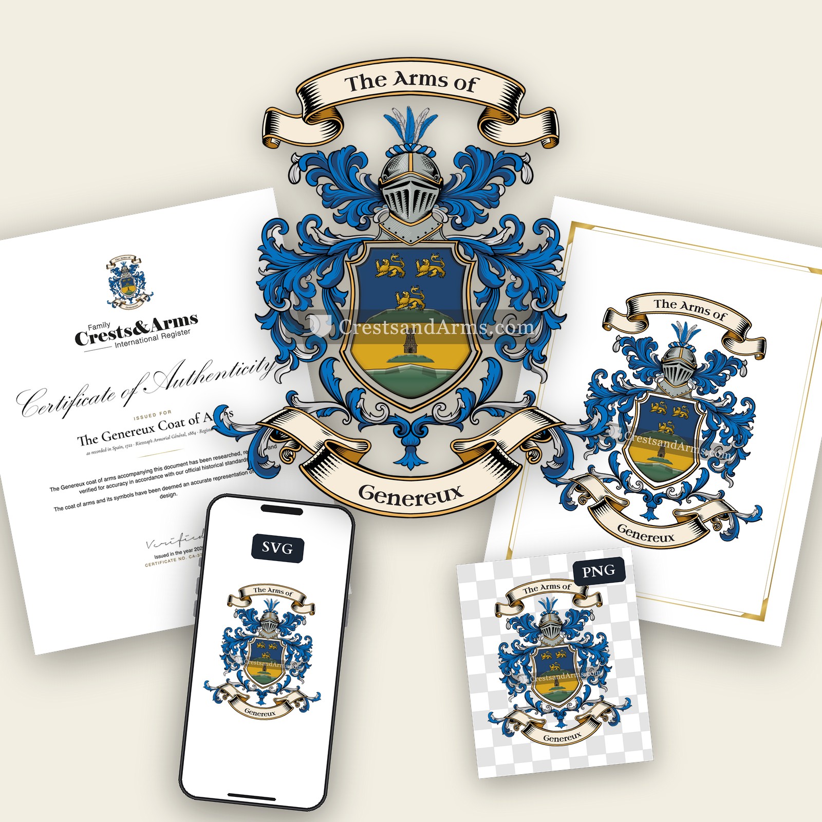 The Genereux arms on the coat of arms — digital pack