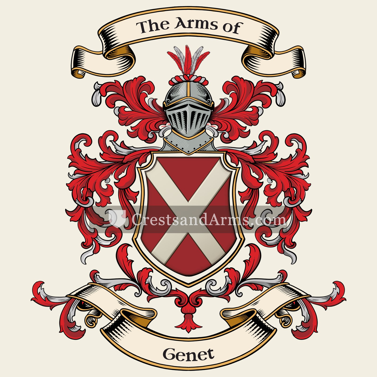 The Genet coat of arms, drawn from the recorded blazon