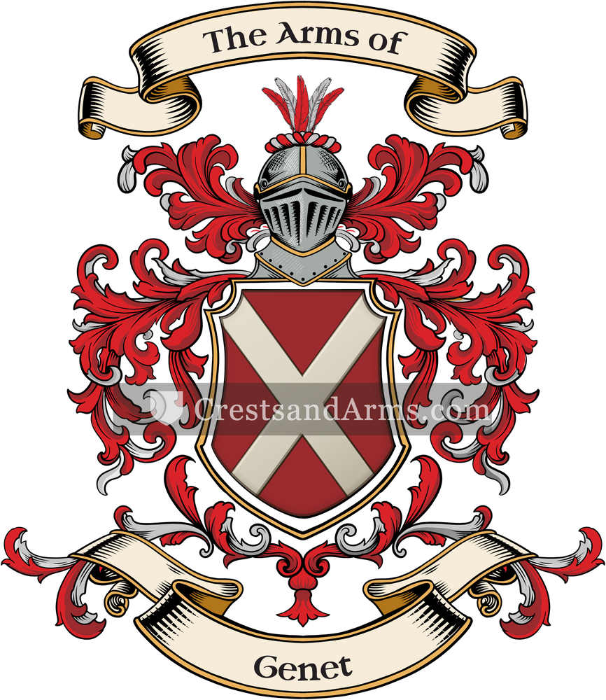 The Genet coat of arms, drawn from the recorded blazon