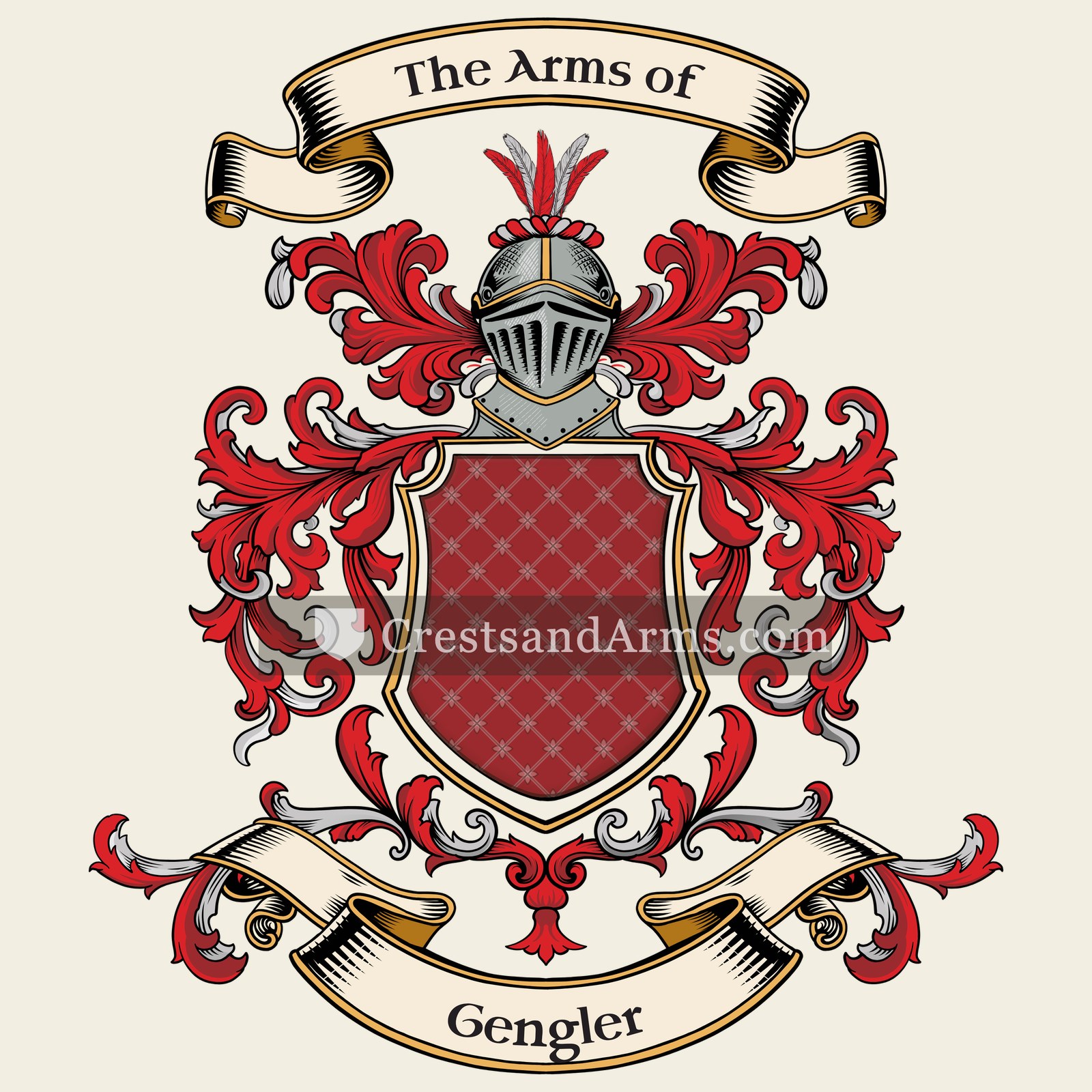 The Gengler coat of arms, drawn from the recorded blazon