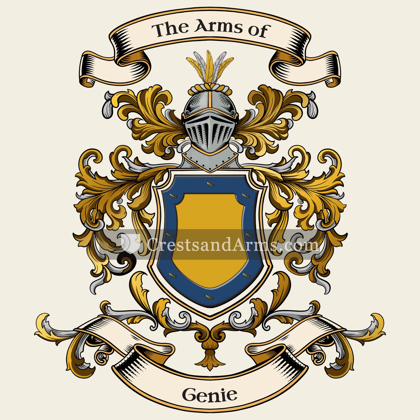 The Genie coat of arms, drawn from the recorded blazon
