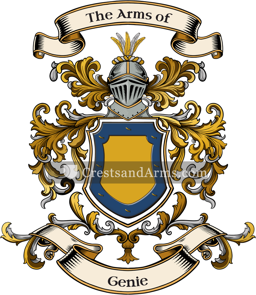 The Genie coat of arms, drawn from the recorded blazon