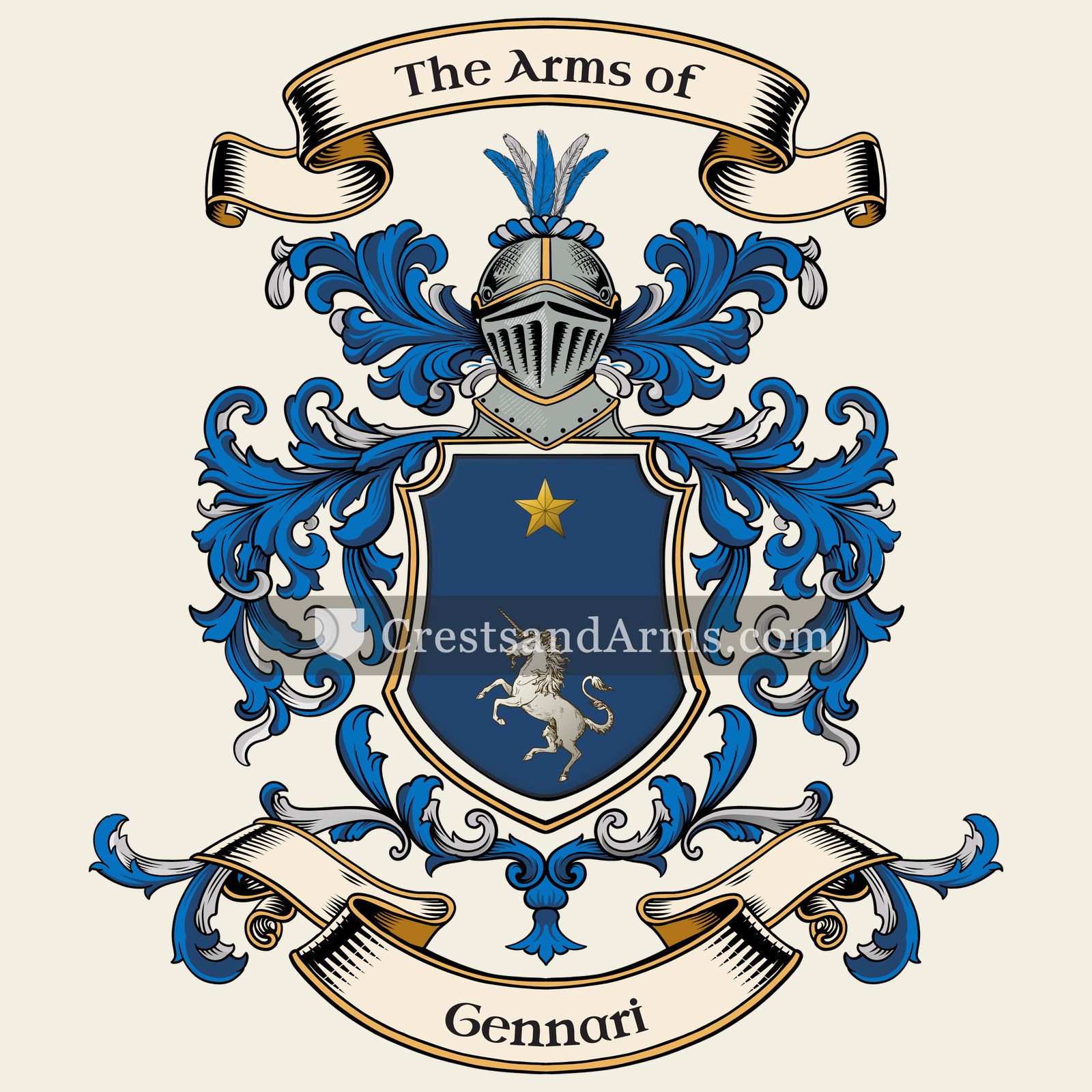 The Gennari coat of arms, drawn from the recorded blazon