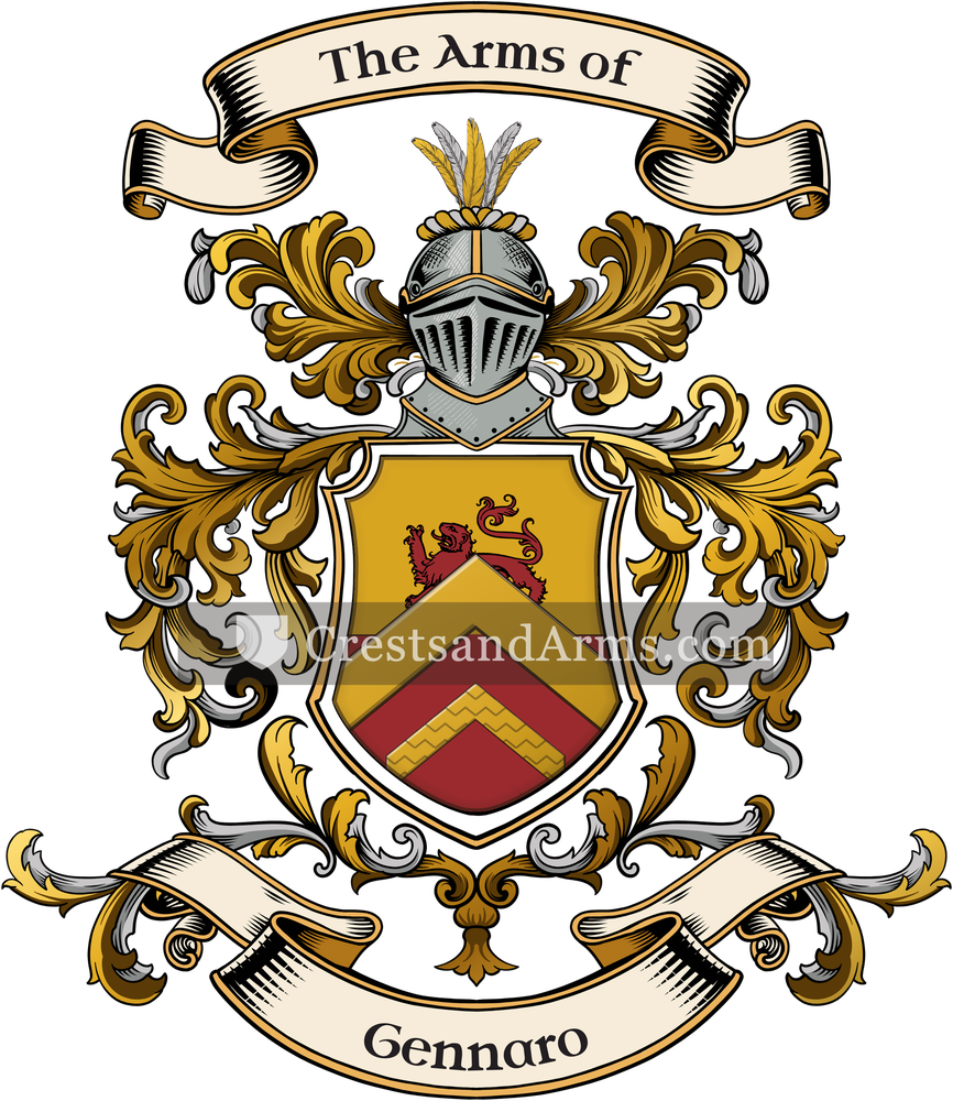 The Gennaro coat of arms, drawn from the recorded blazon