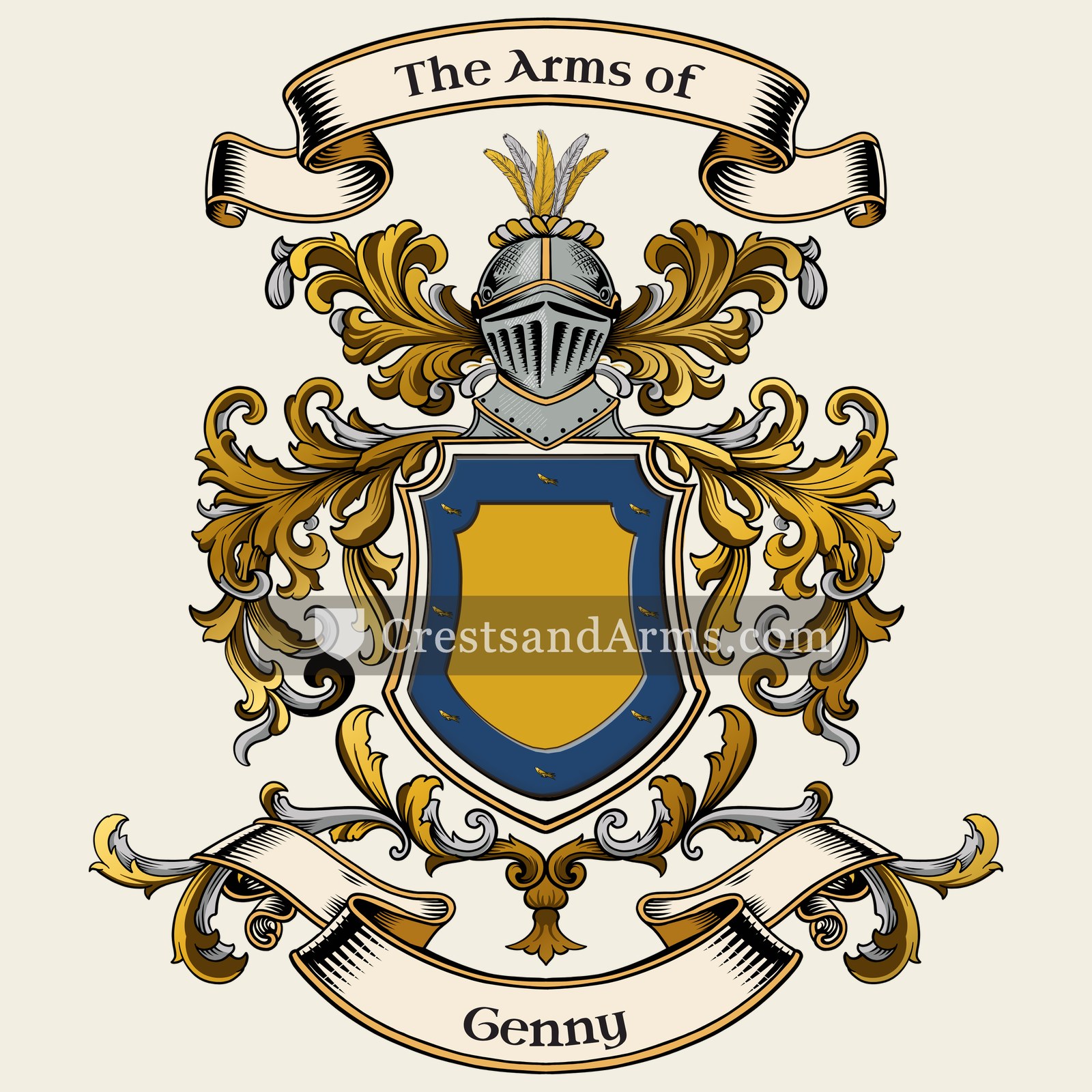 The Genny coat of arms, drawn from the recorded blazon