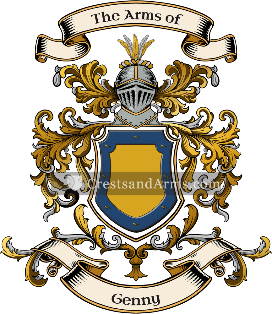 The Genny coat of arms, drawn from the recorded blazon