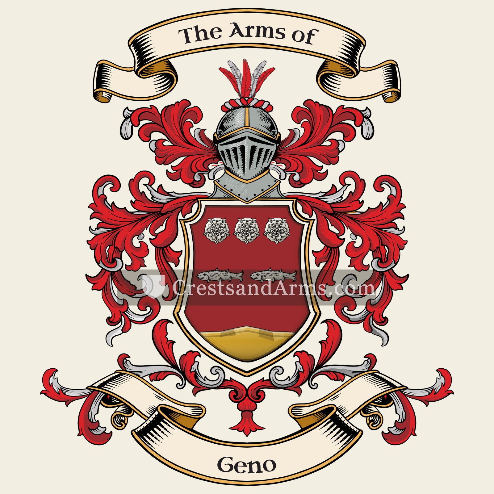The Geno coat of arms, drawn from the recorded blazon