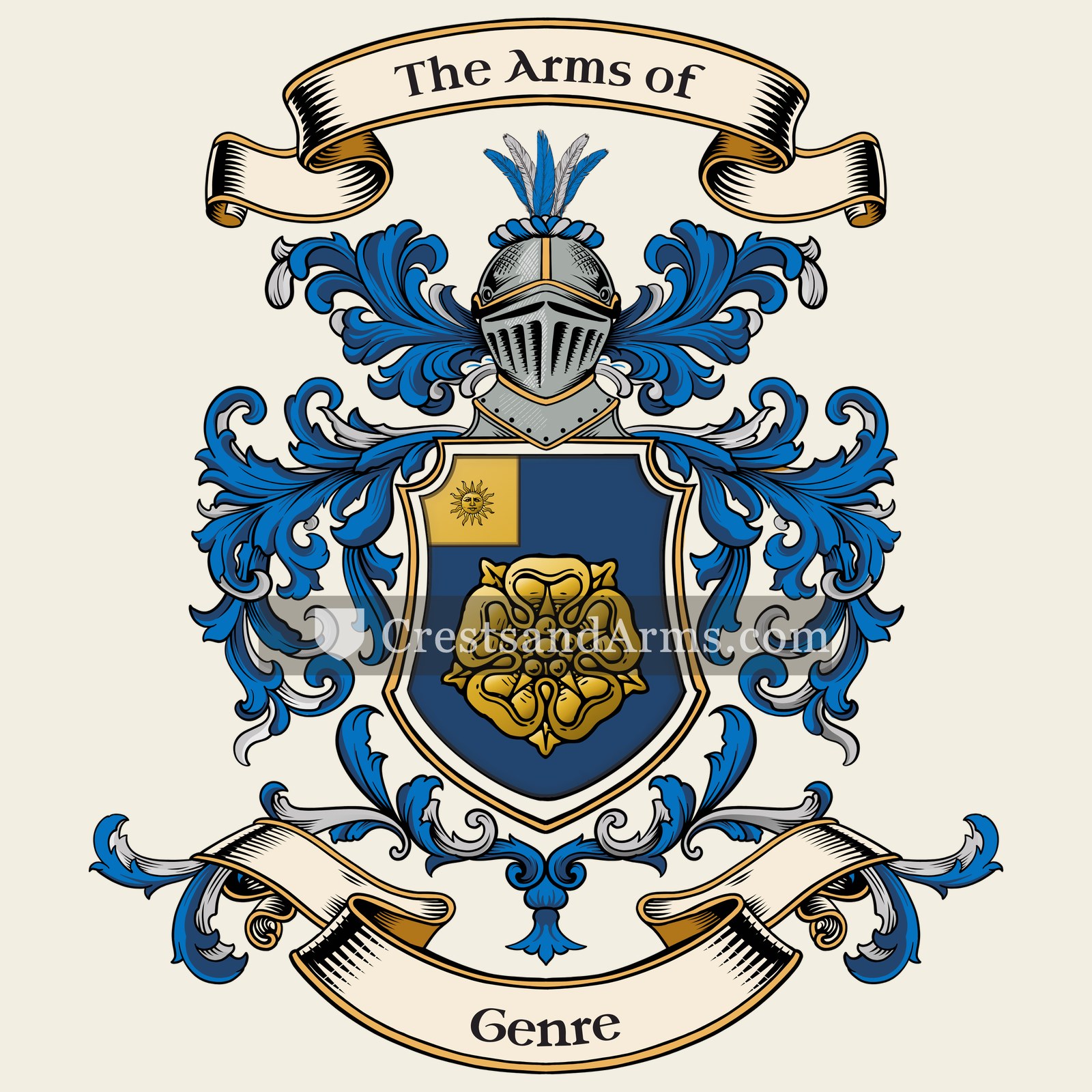 The Genre coat of arms, drawn from the recorded blazon