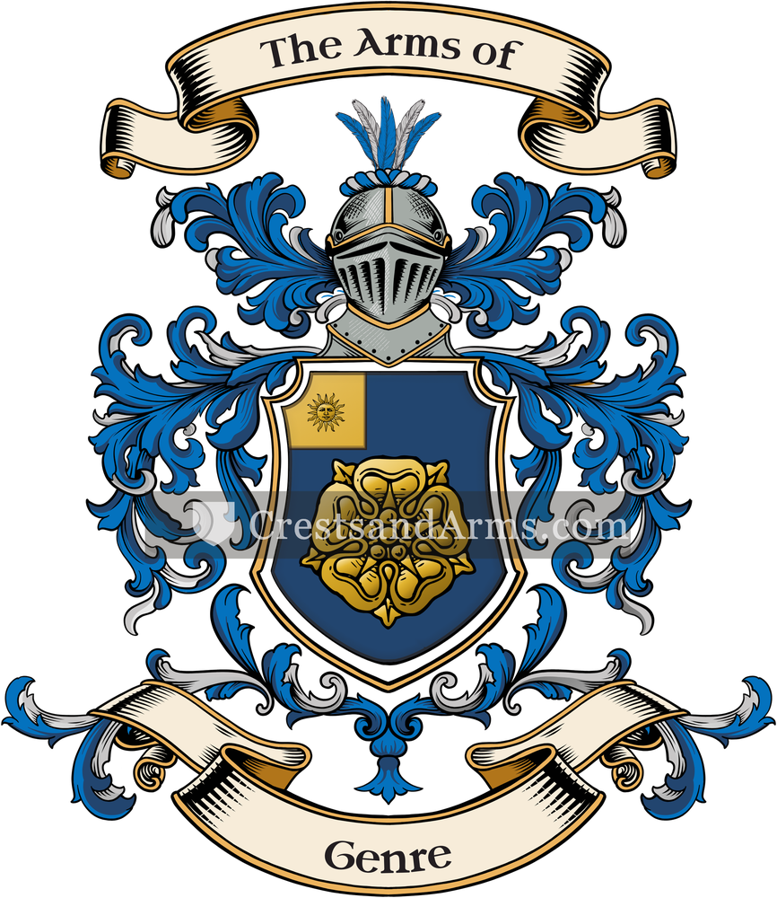 The Genre coat of arms, drawn from the recorded blazon
