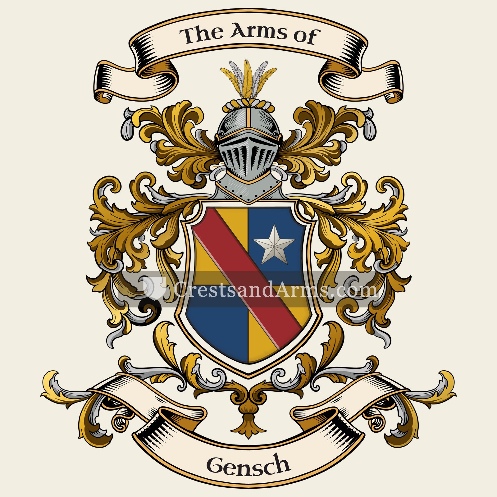 The Gensch coat of arms, drawn from the recorded blazon