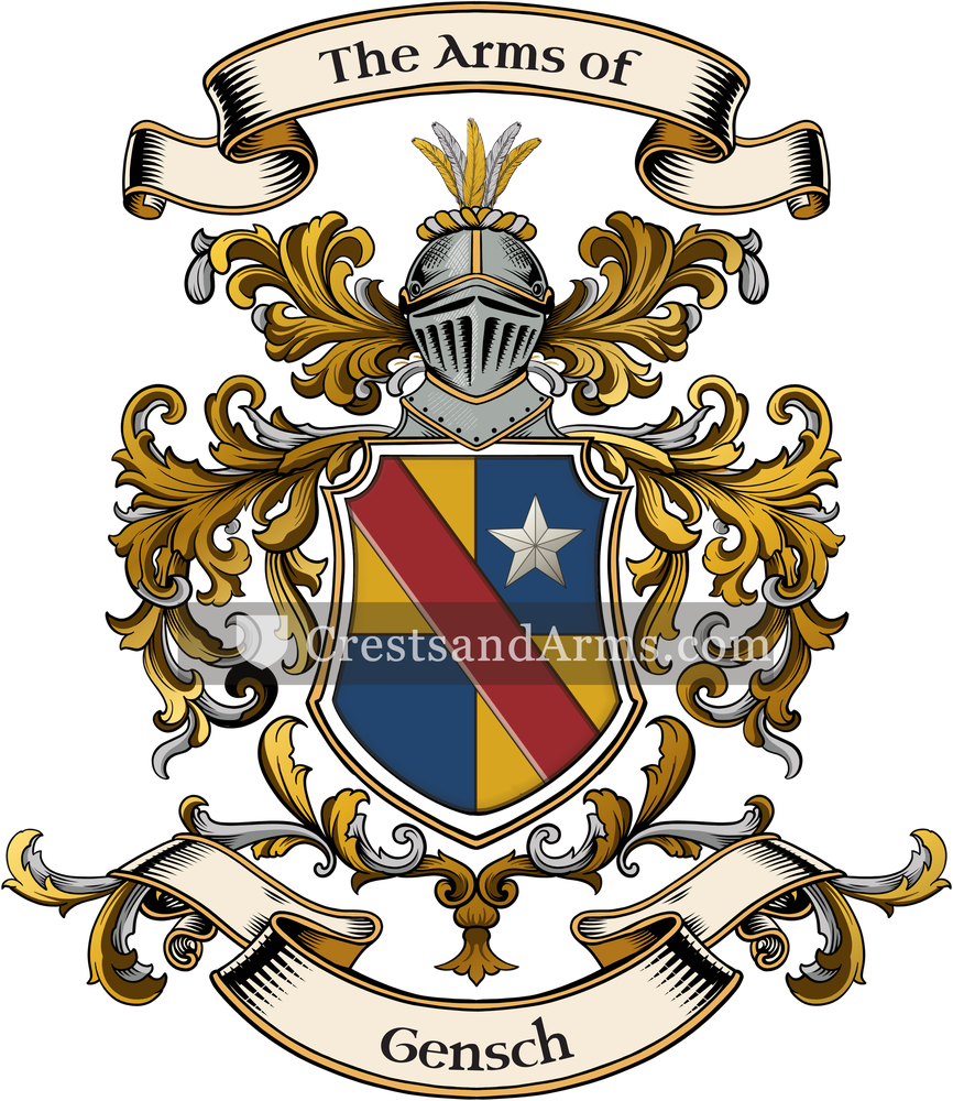 The Gensch coat of arms, drawn from the recorded blazon