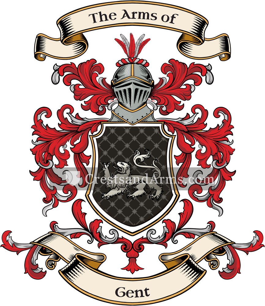 The Gent coat of arms, drawn from the recorded blazon