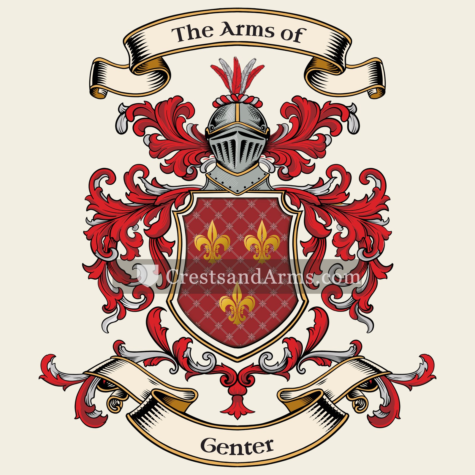 The Genter coat of arms, drawn from the recorded blazon