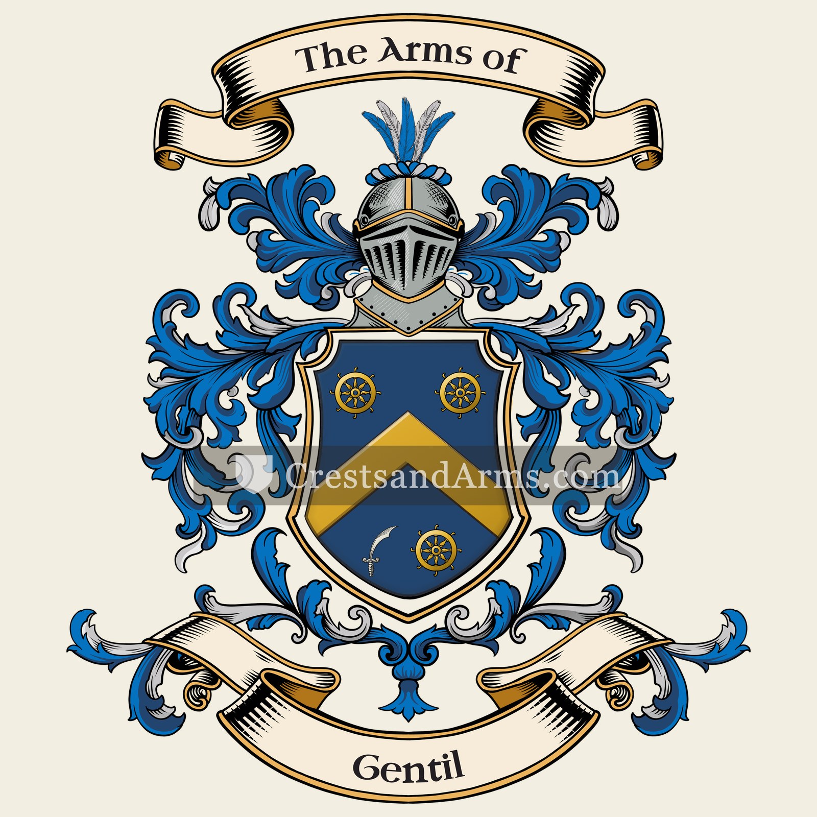The Gentil coat of arms, drawn from the recorded blazon