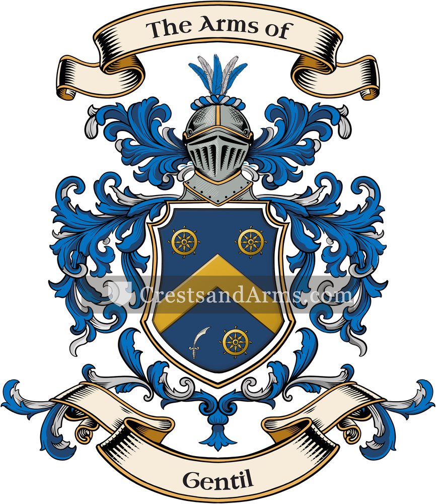 The Gentil coat of arms, drawn from the recorded blazon
