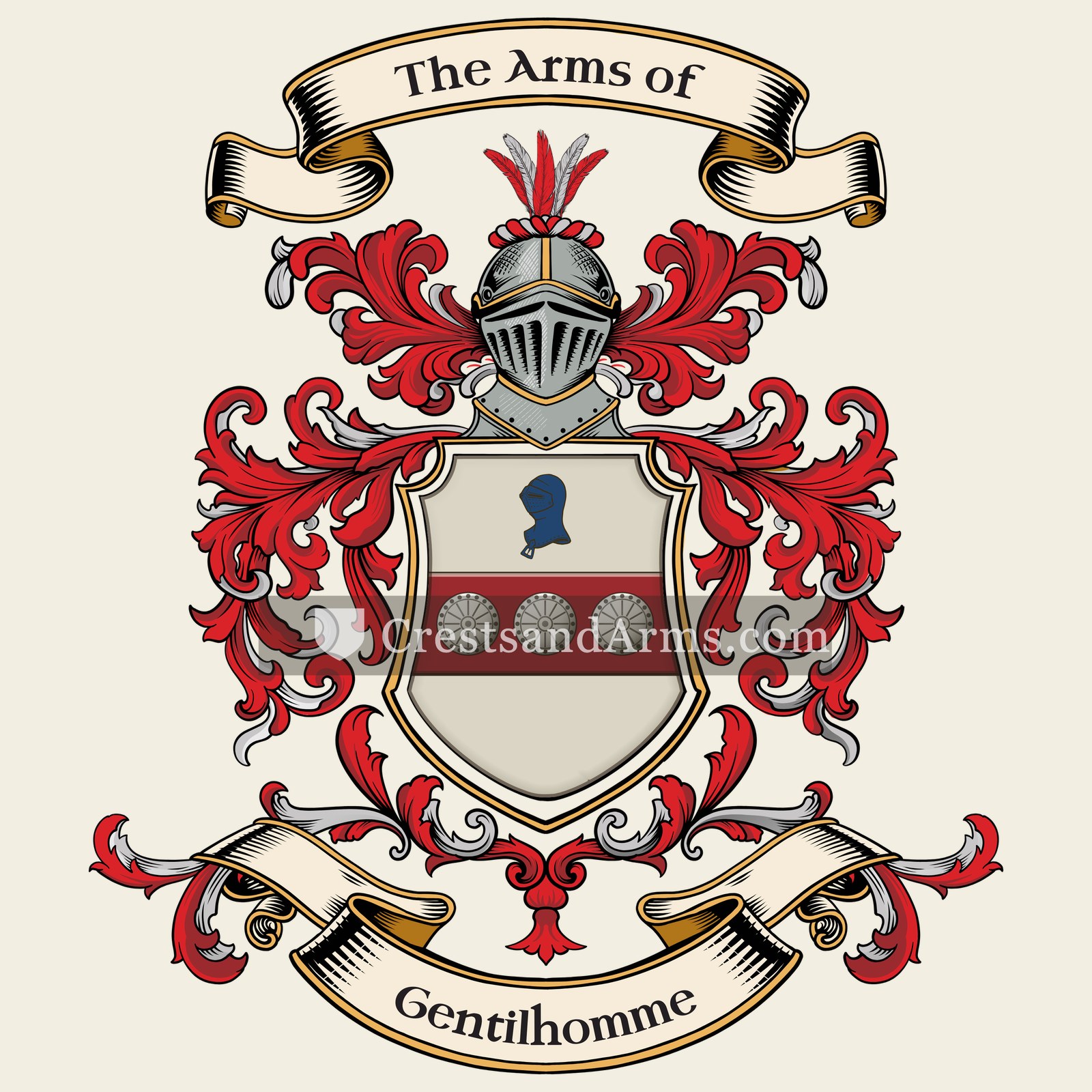 The Gentilhomme coat of arms, drawn from the recorded blazon
