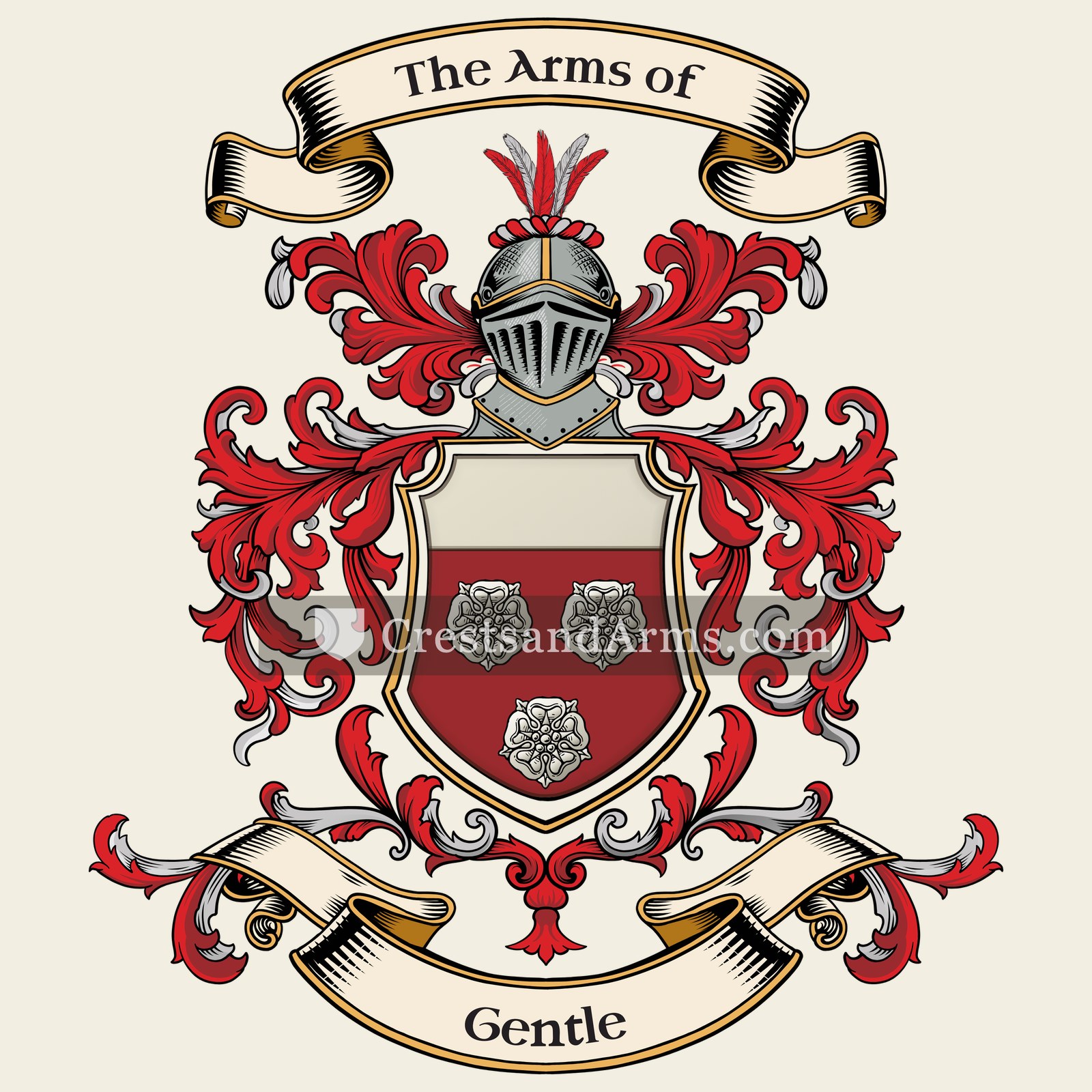 The Gentle coat of arms, drawn from the recorded blazon