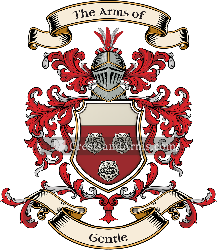 The Gentle coat of arms, drawn from the recorded blazon
