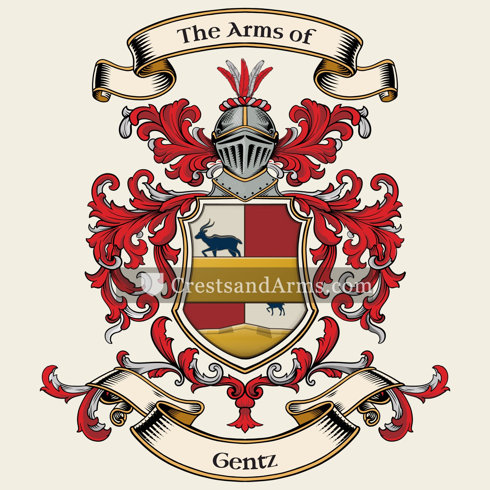 The Gentz coat of arms, drawn from the recorded blazon
