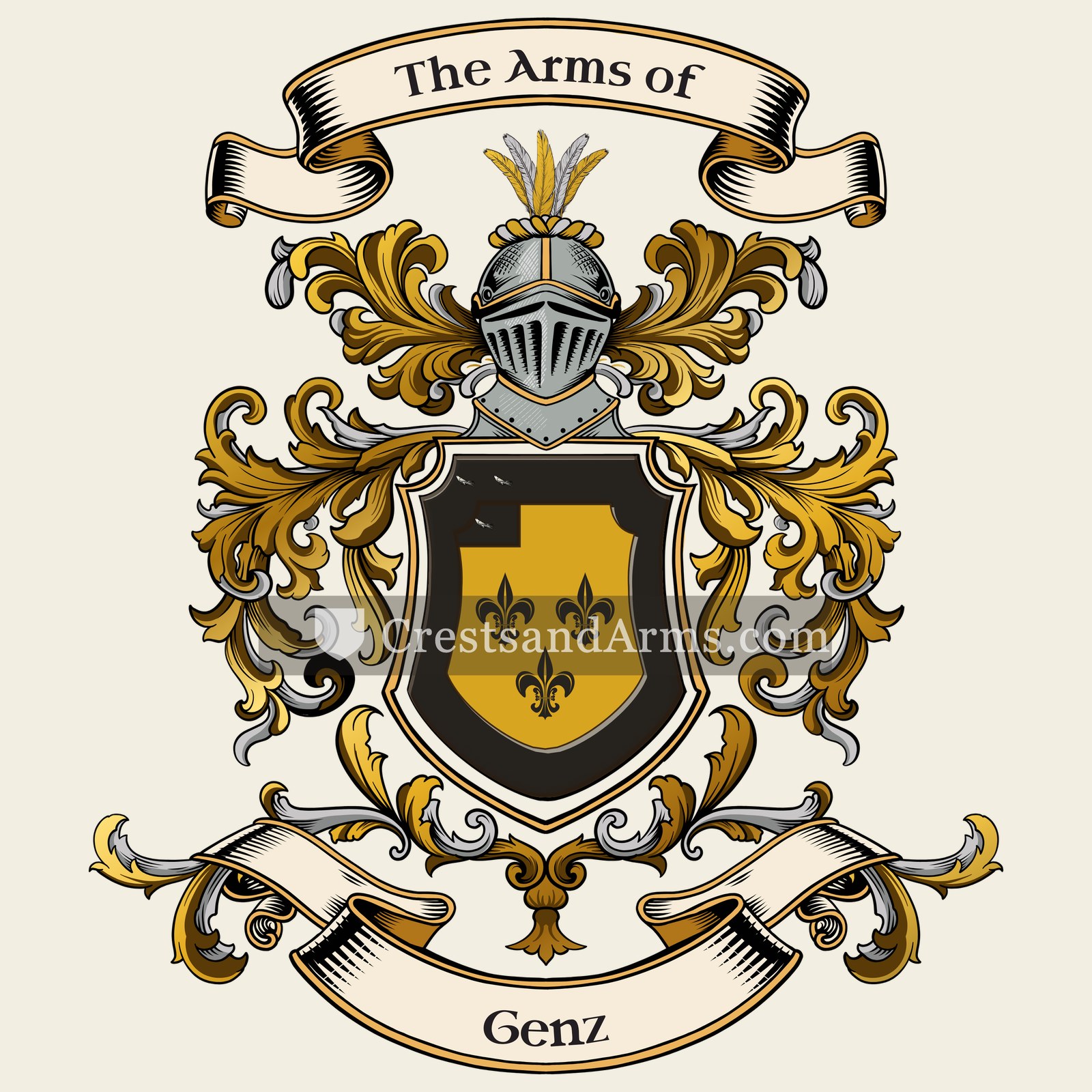 The Genz coat of arms, drawn from the recorded blazon