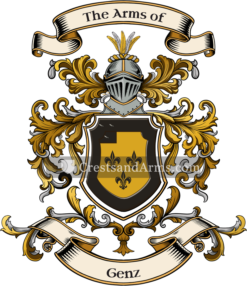 The Genz coat of arms, drawn from the recorded blazon