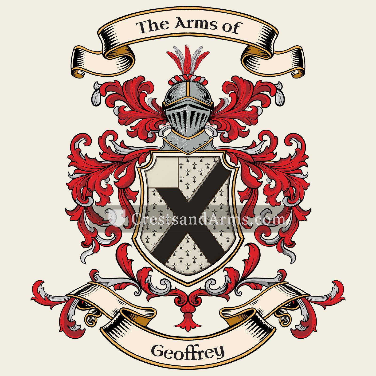 The Geoffrey coat of arms, drawn from the recorded blazon