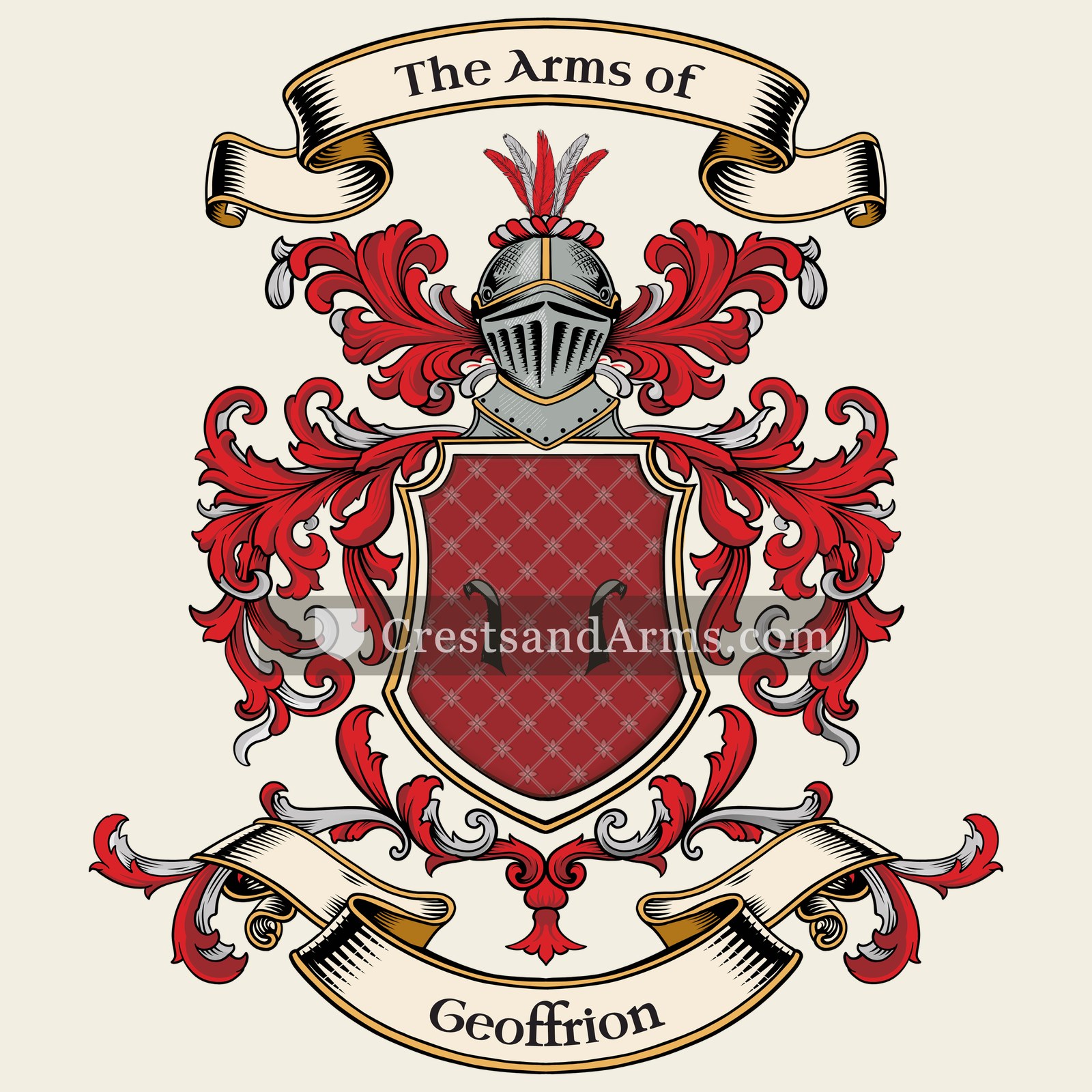 The Geoffrion coat of arms, drawn from the recorded blazon