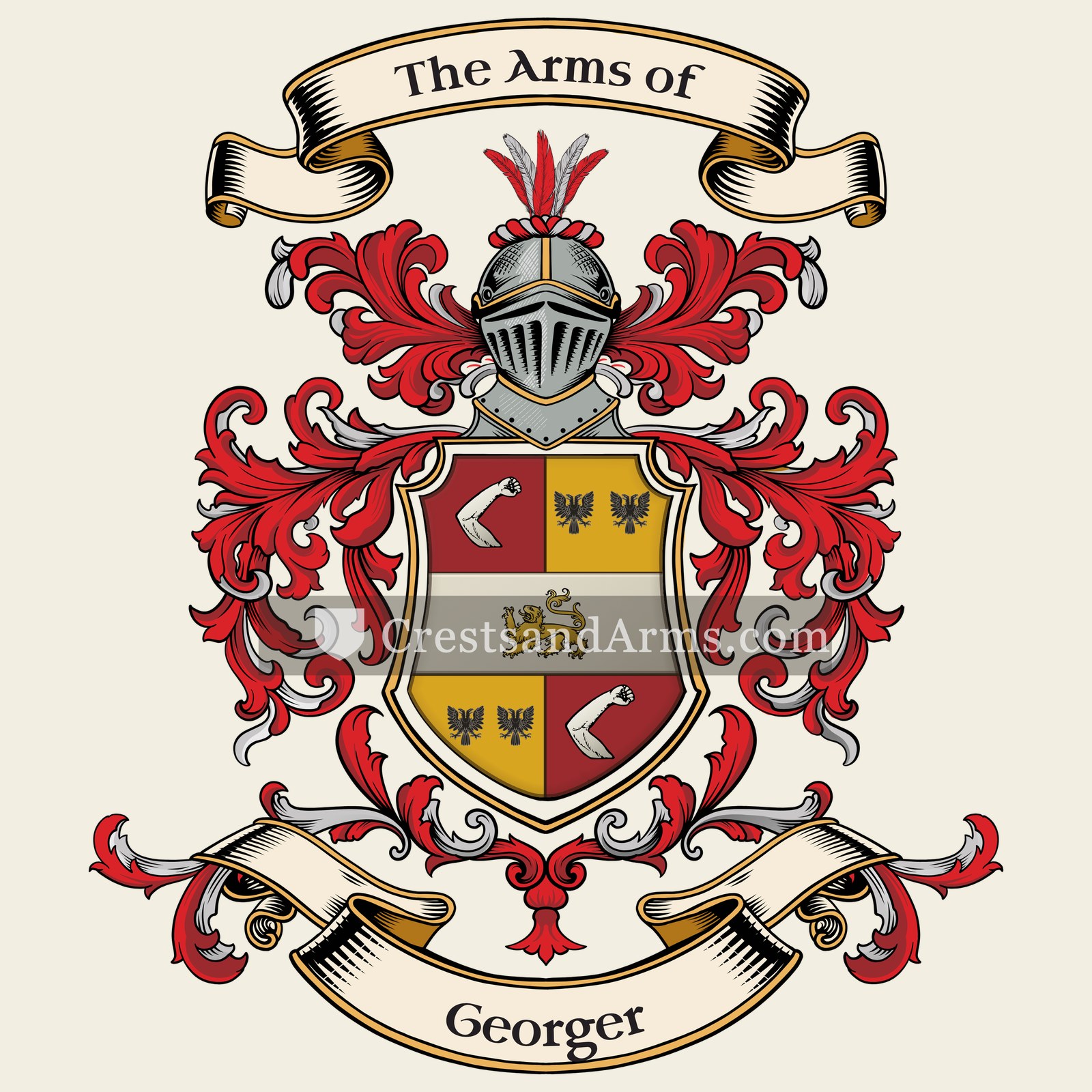 The Georger coat of arms, drawn from the recorded blazon