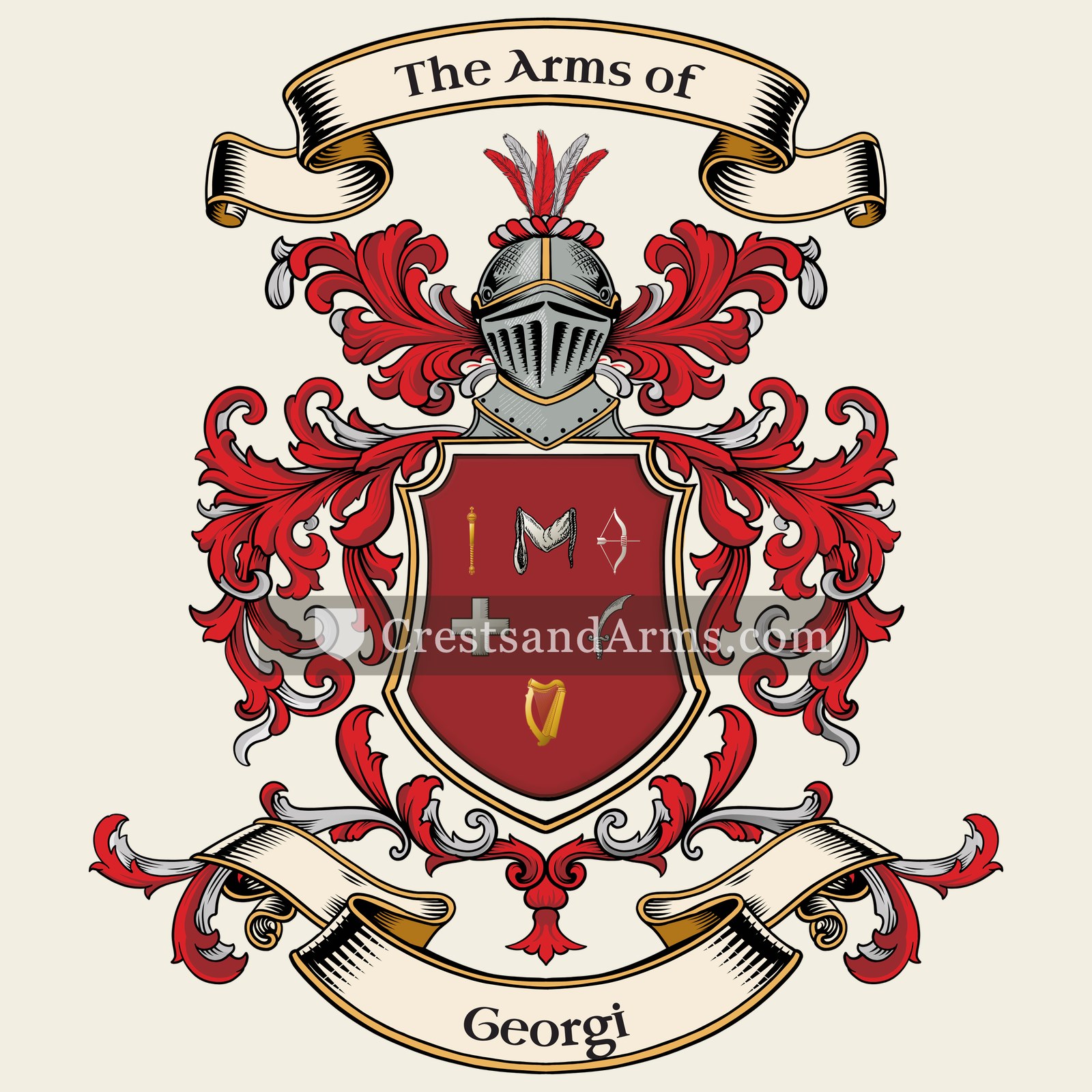 The Georgi coat of arms, drawn from the recorded blazon