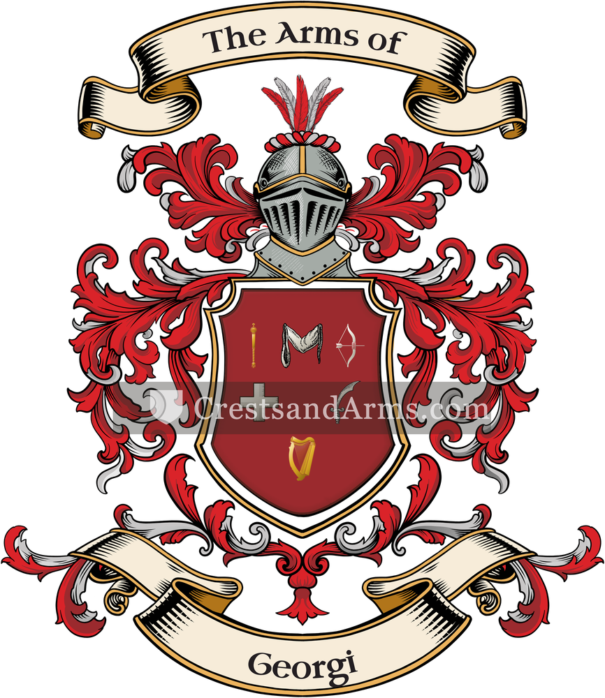 The Georgi coat of arms, drawn from the recorded blazon