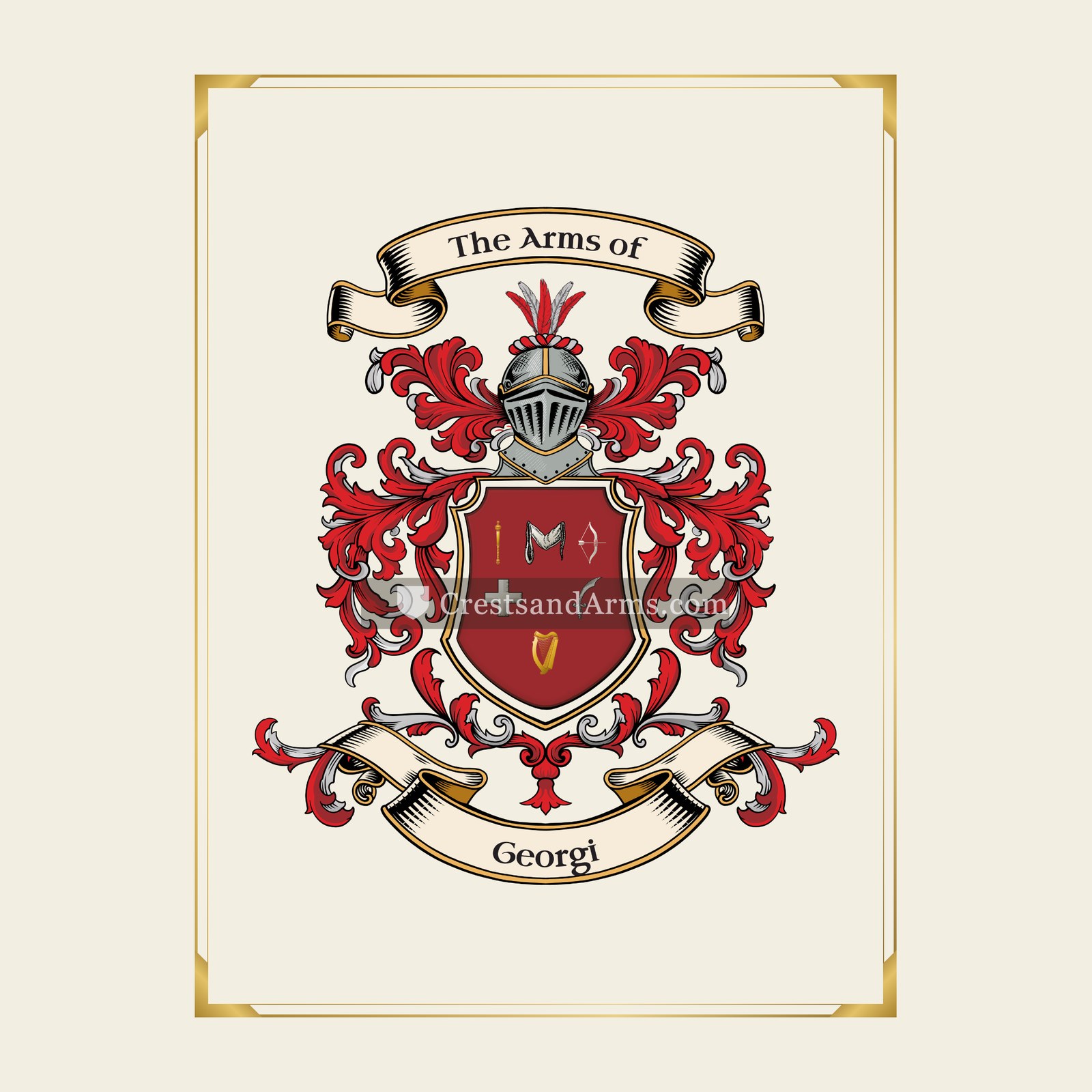 With gold border