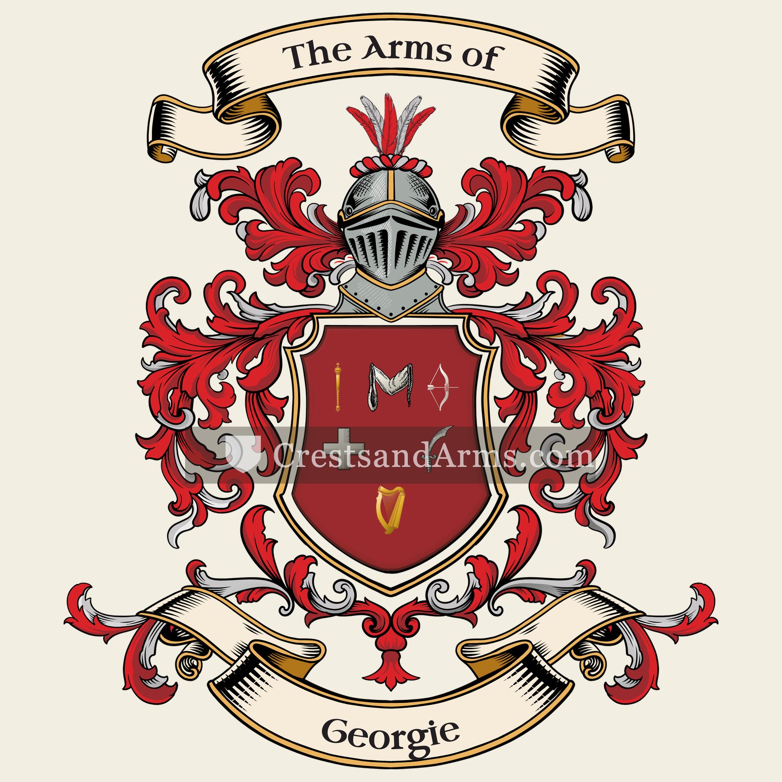 The Georgie coat of arms, drawn from the recorded blazon