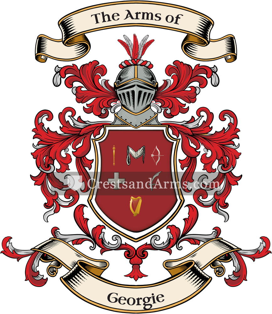 The Georgie coat of arms, drawn from the recorded blazon