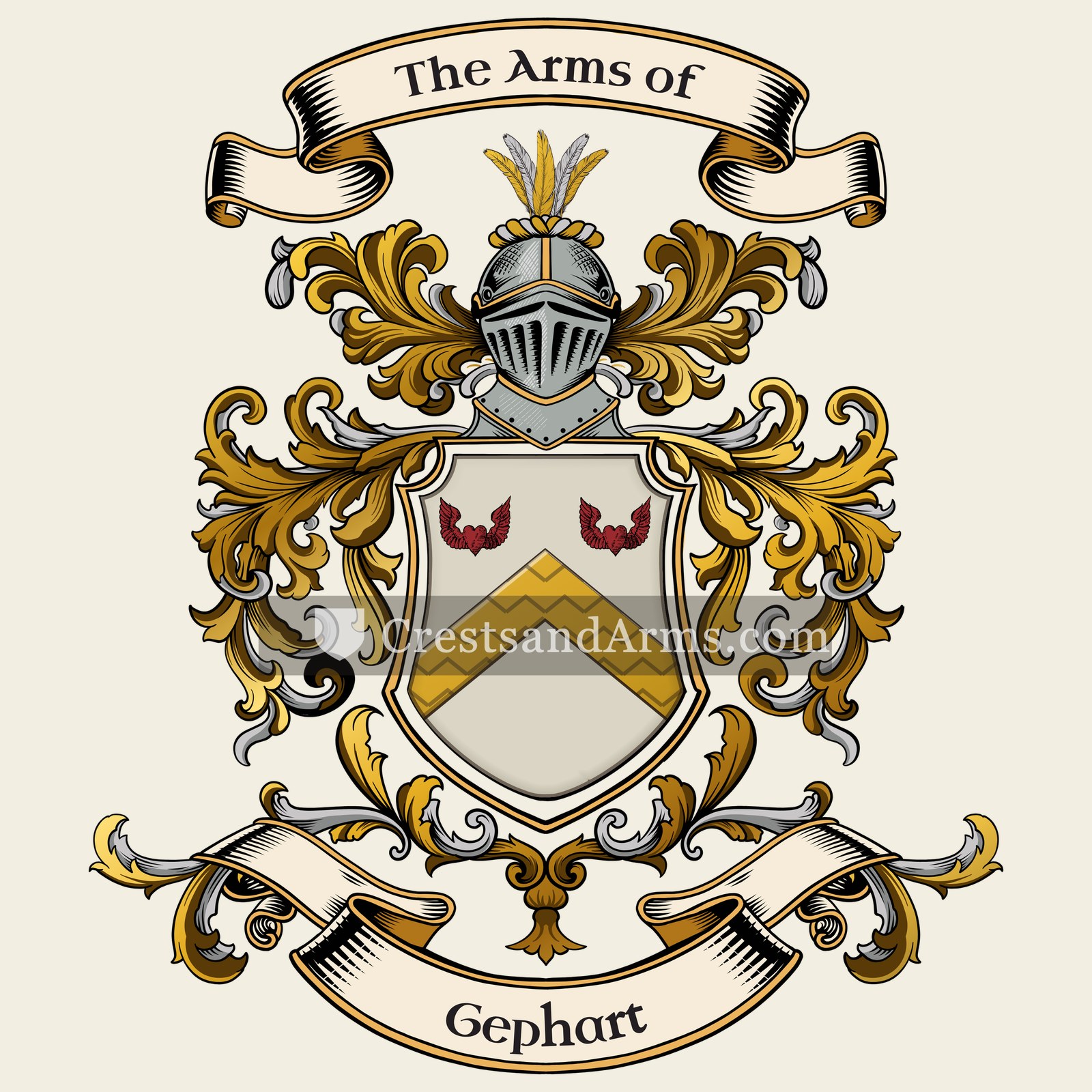 The Gephart coat of arms, drawn from the recorded blazon