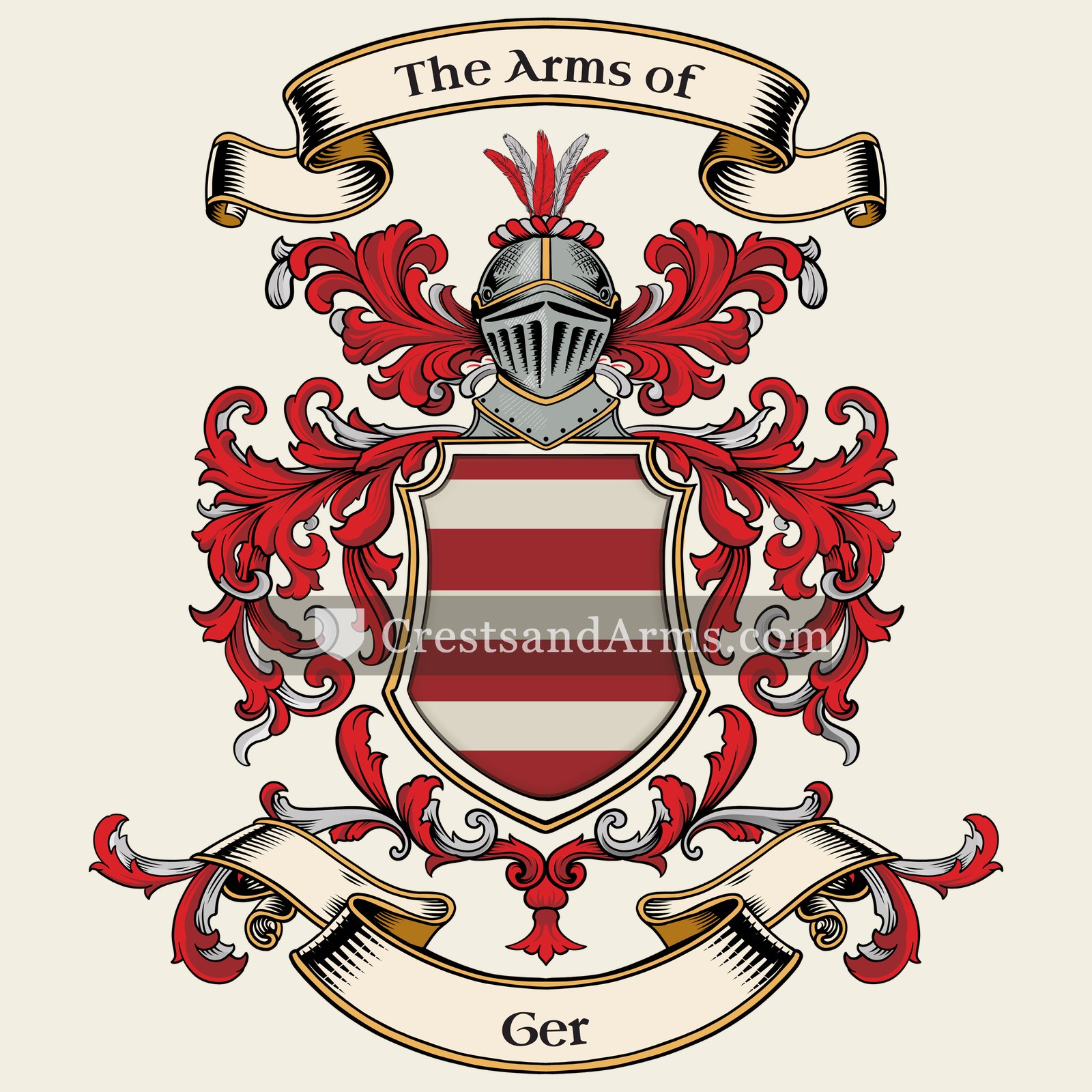 The Ger coat of arms, drawn from the recorded blazon