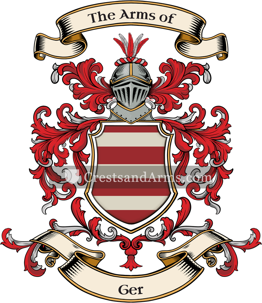 The Ger coat of arms, drawn from the recorded blazon