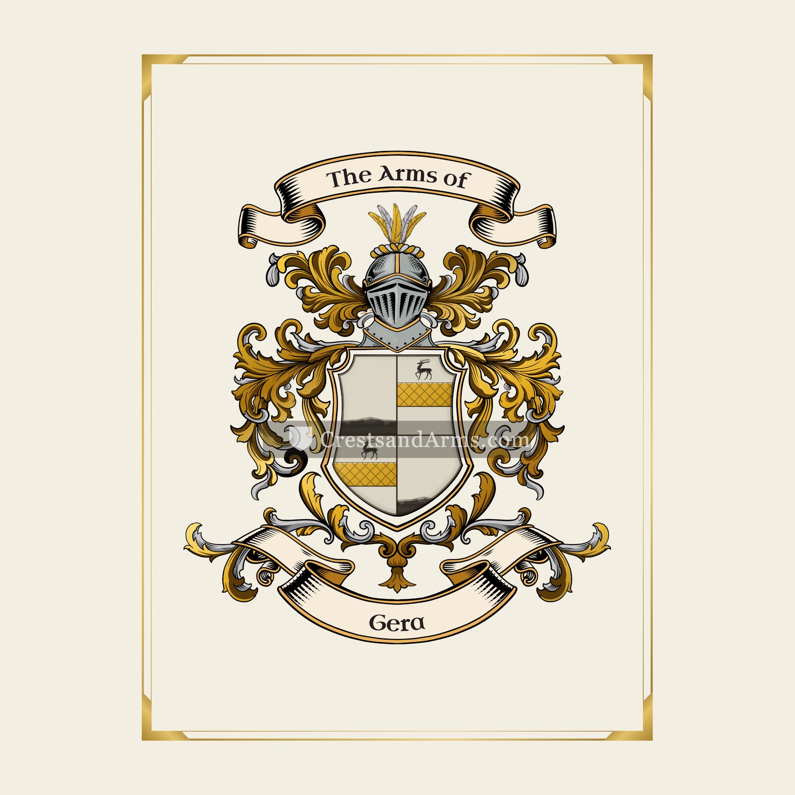 With gold border