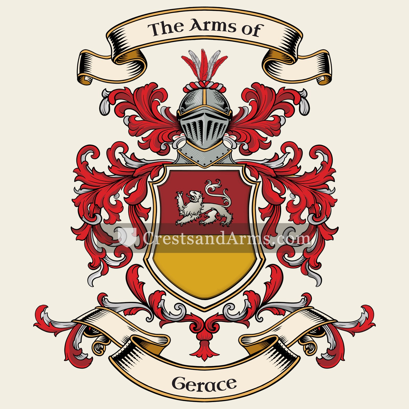 The Gerace coat of arms, drawn from the recorded blazon