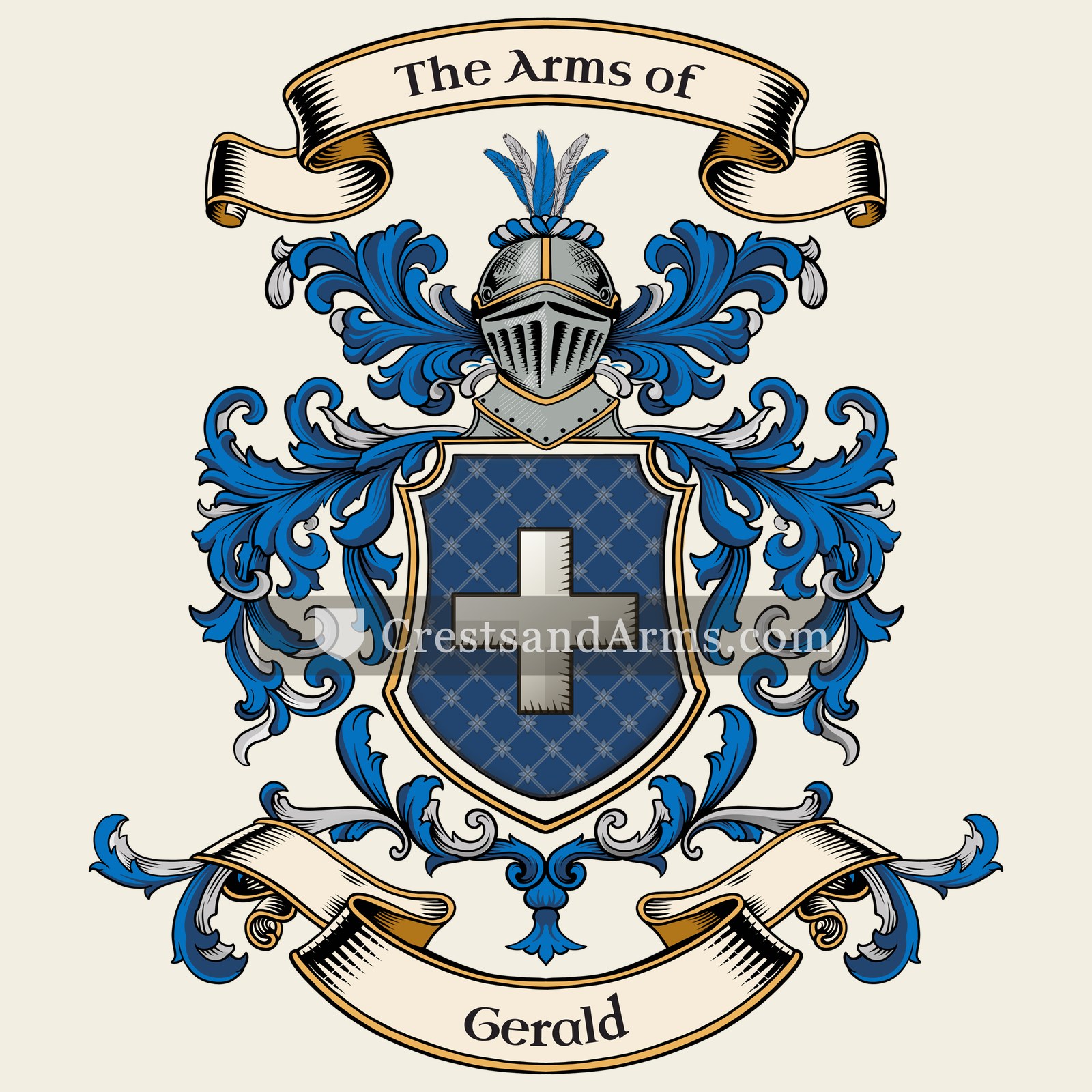 The Gerald coat of arms, drawn from the recorded blazon