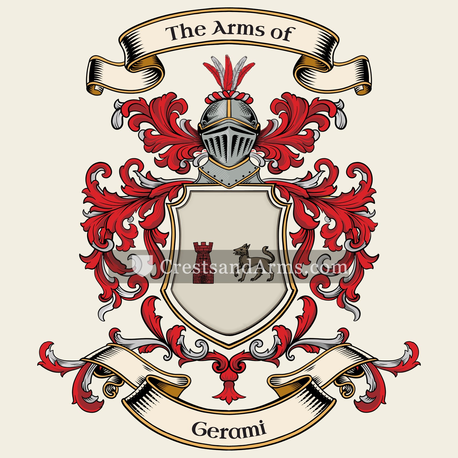 The Gerami coat of arms, drawn from the recorded blazon