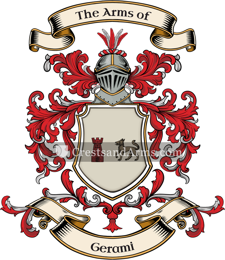 The Gerami coat of arms, drawn from the recorded blazon