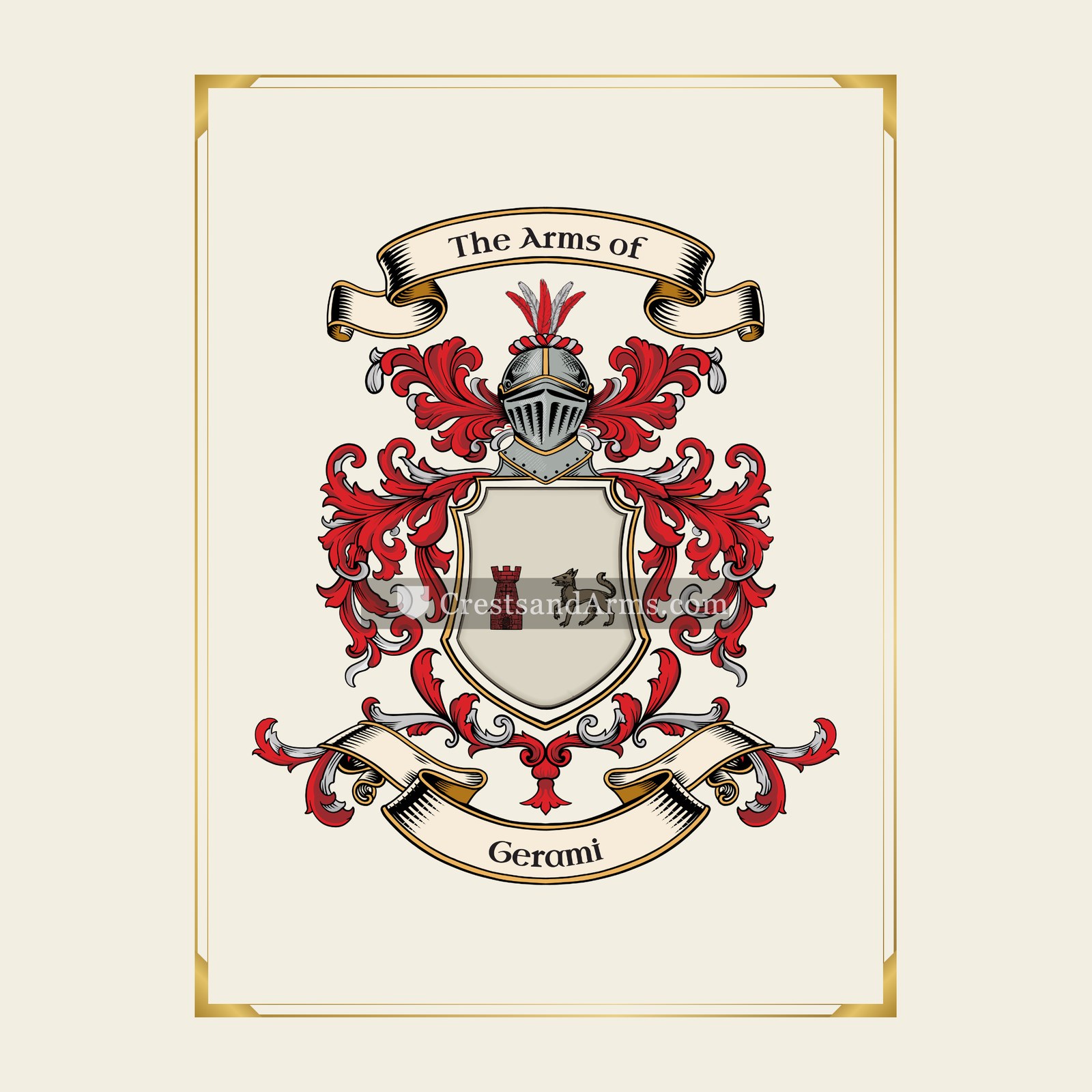 With gold border