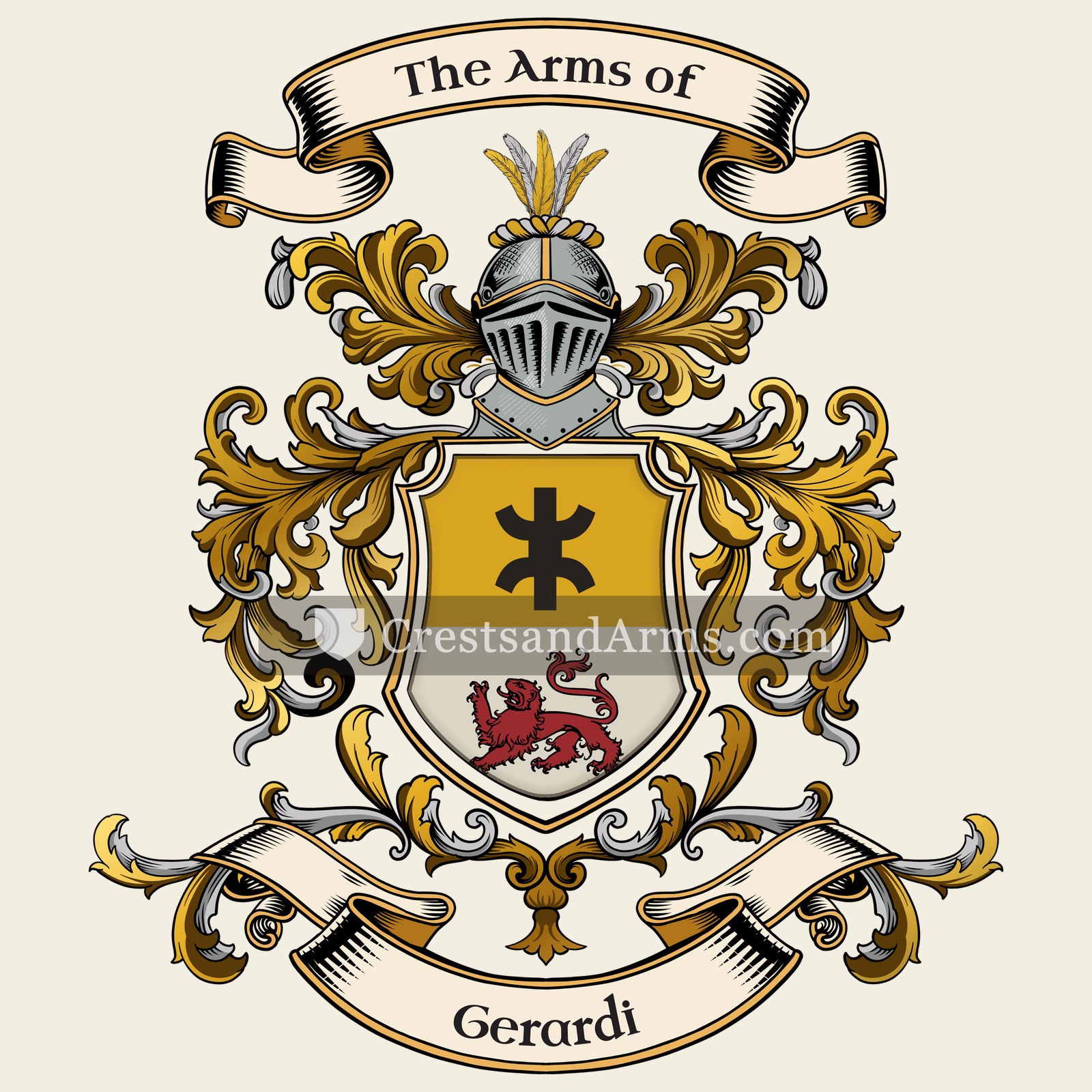 The Gerardi coat of arms, drawn from the recorded blazon