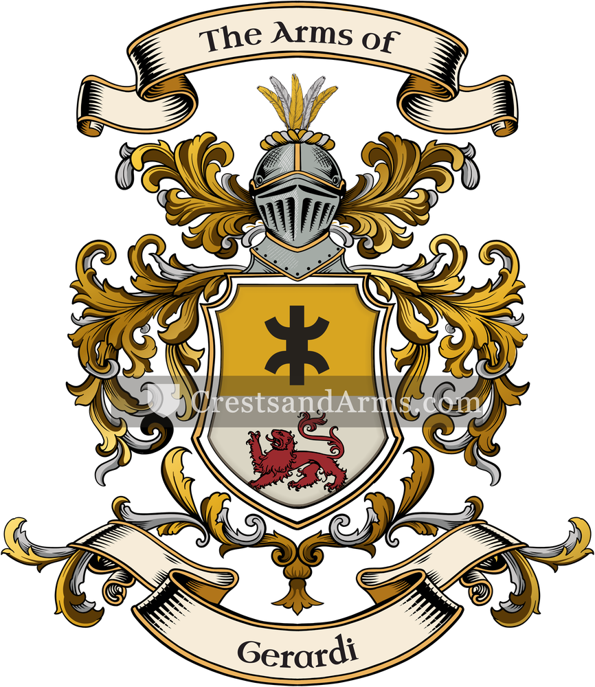 The Gerardi coat of arms, drawn from the recorded blazon