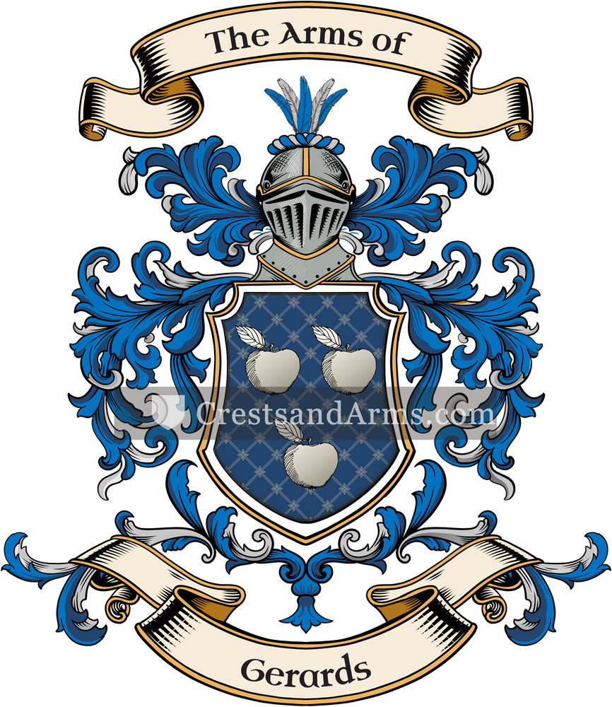 The Gerards coat of arms, drawn from the recorded blazon