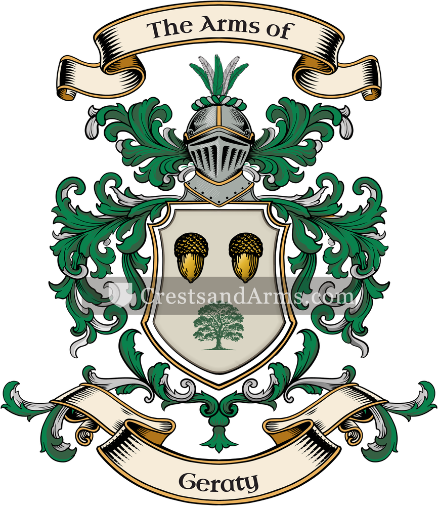 The Geraty coat of arms, drawn from the recorded blazon