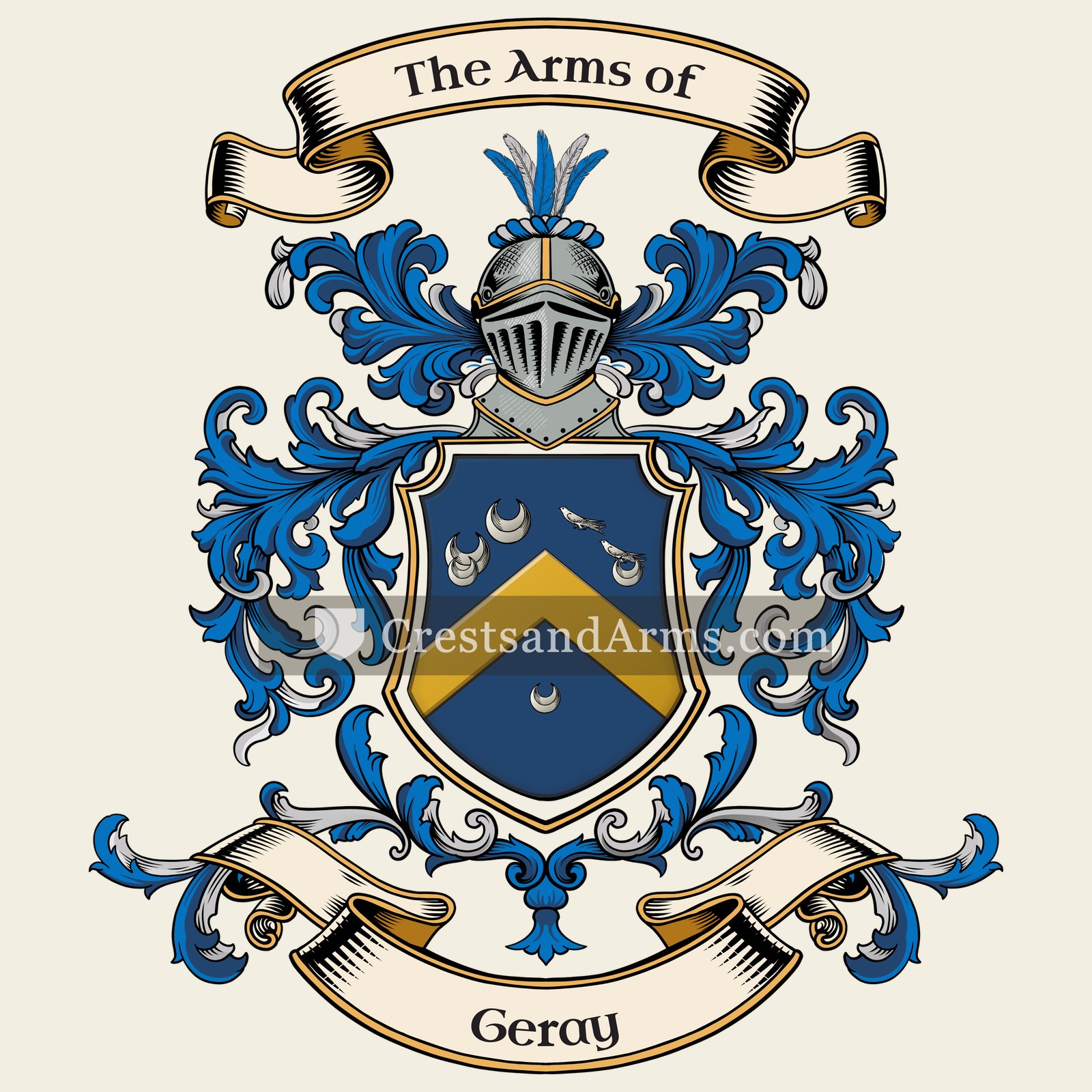 The Geray coat of arms, drawn from the recorded blazon